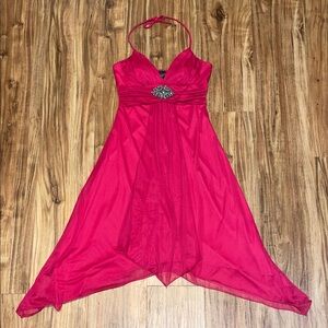 City Studio women’s small 4 6 dress halter asymmetrical embellished 2000s y2k